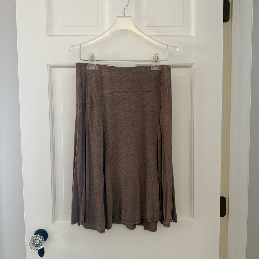 Max Studio Brown A-Line Stretchy Skirt with Elastic Waistband